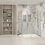 Porte de douche 60 po x Slim 42 po en coin chrome fermeture sur retour mur à droite porte à gauche