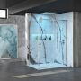 Porte de douche Tron en coin fermeture sur retour mur à droite porte à gauche en inox brossé