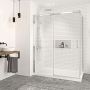 Porte de douche 60 po x Vague 32 po en coin chrome fermeture sur retour mur à gauche porte à droite