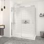 Porte de douche 60 po x Vague 36 po en coin chrome fermeture sur retour mur à gauche porte à droite