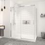 Porte de douche 60 po x Vague 42 po en coin chrome fermeture sur retour mur à gauche porte à droite