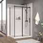Porte de douche 48 po x Vaia 32 po en coin noir mat fermeture sur mur mur à droite porte à droite
