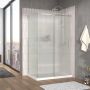 Porte de douche 48 po x Vaia 32 po en coin chrome fermeture sur mur mur à droite porte à droite en chrome et verre flûte