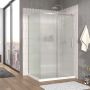 Porte de douche 48 po x Vaia 42 po en coin chrome fermeture sur mur mur à droite porte à droite en chrome et verre flûte