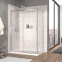 Porte de douche 54 po x Vaia 36 po en coin chrome fermeture sur retour mur à gauche porte à droite