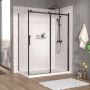 Porte de douche 60 po x Vaia 32 po en coin noir mat fermeture sur retour mur à droite porte à gauche