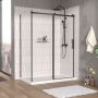 Porte de douche 60 po x Vaia 36 po en coin noir mat fermeture sur mur mur à droite porte à droite