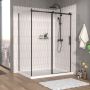 Porte de douche 60 po x Vaia 42 po en coin noir mat fermeture sur mur mur à droite porte à droite