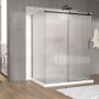 Porte de douche 60 po x Vaia 42 po noir mat sur mur porte à droite en noir mat et verre flûte