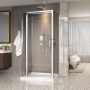 Porte de douche 42 po x Xenia 32 po chrome sur mur rectangulaire porte décentrée