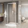 Porte de douche 42 po x Xenia 42 po chrome sur mur rectangulaire porte décentrée