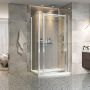 Porte de douche 48 po x Xenia 36 po en coin rectangulaire porte centrée mur à droite en Chrome