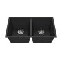 Évier de cuisine Bacia 31 po Cuve double 50/50 Granistone Noir onyx
