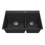 Évier de cuisine Bacia 33 po encastré Cuve double 70/30 Granistone Noir onyx