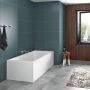 Baignoire à jupe en coin droite Sala II 60 po en acrylique blanc lustré avec drain à gauche