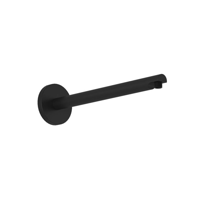 Premia Bras de douche mural 90° avec garniture ronde Moroka 16 po Noir mat