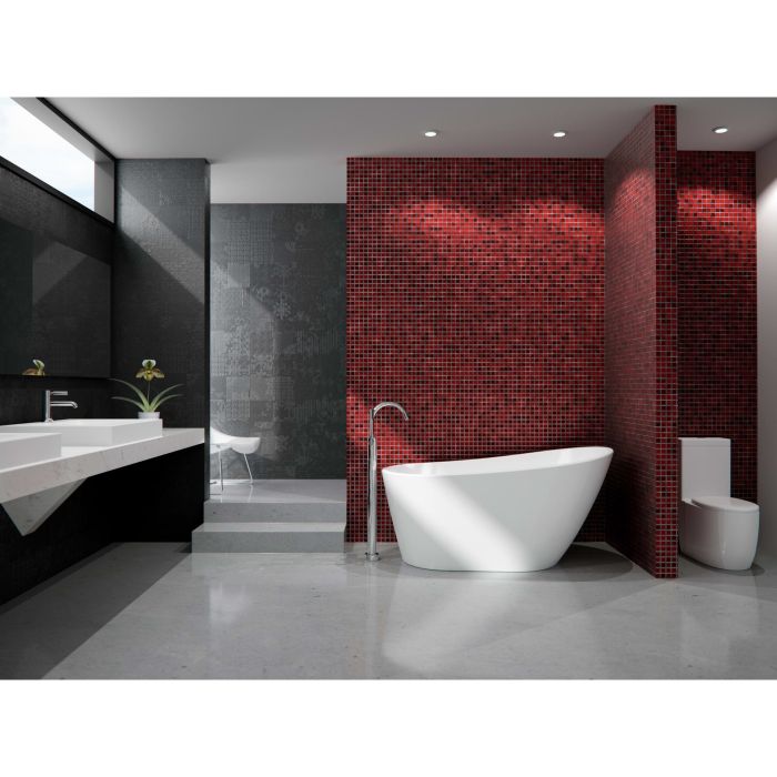 Baignoire autoportante Malaga F1 3266 AFR blanche en acrylique avec drain central et système Air