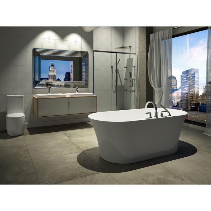 Baignoire autoportante Baden 3260 AFR en acrylique blanche avec drain central et système Air