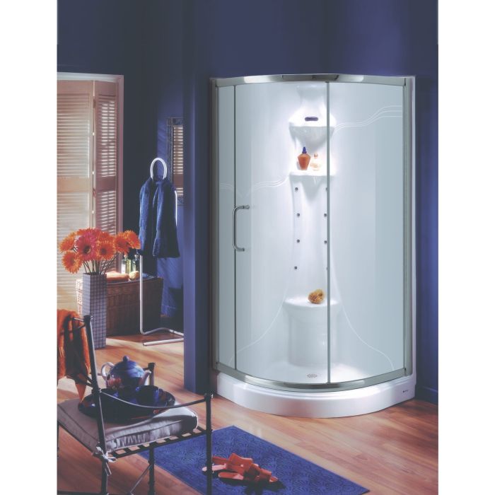 Porte de douche coulissante Cologne 36 x 36 x 71 po, 6 mm pour installation en coin avec verre clair et fini chrome