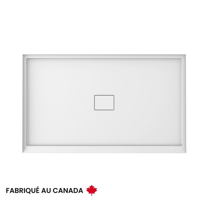 Base de douche Cache 3660 blanche pour alcôve en acrylique avec drain central