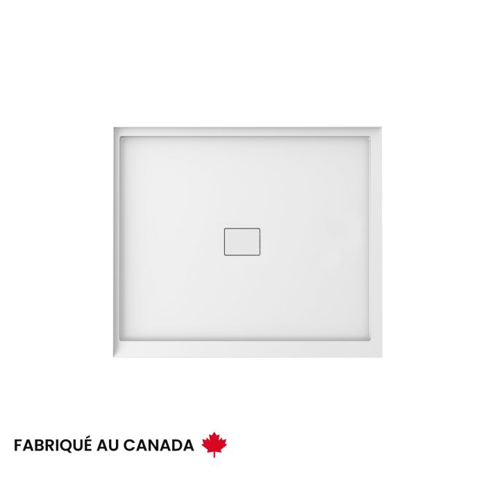 Base de douche Cache 3642 blanche en coin droite en acrylique avec drain central
