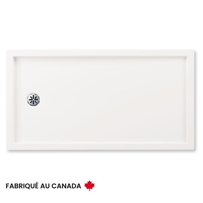 Base de douche Zen 6032 blanche pour alcôve en acrylique avec drain à gauche
