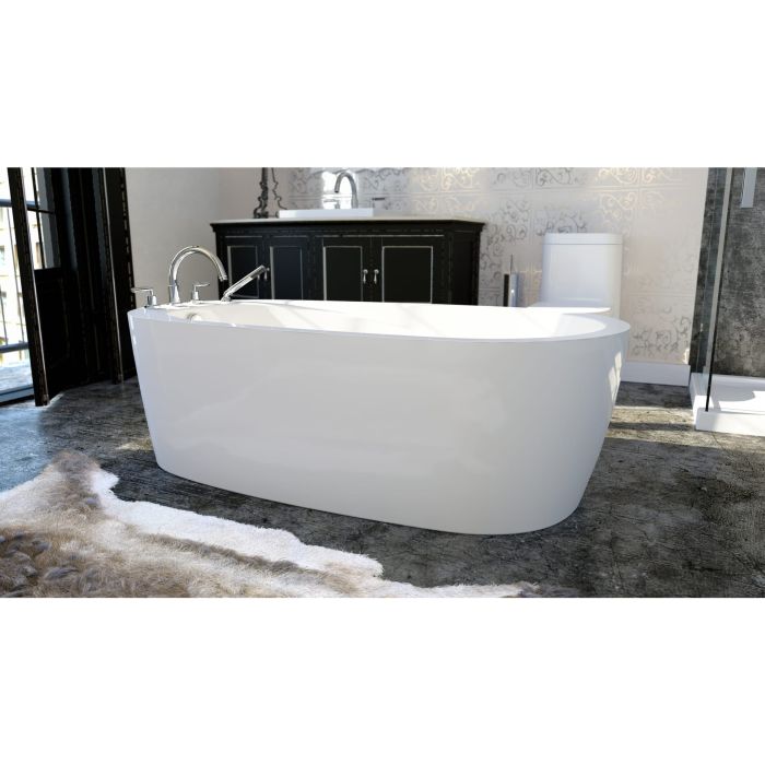 Vapora F1 6636 Baignoire blanche autoportante en acrylique avec drain reversible et système Mass-Air