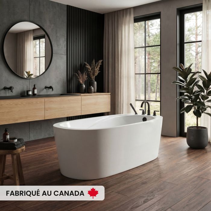 Vapora F1 7236 Baignoire blanche autoportante en acrylique avec drain reversible