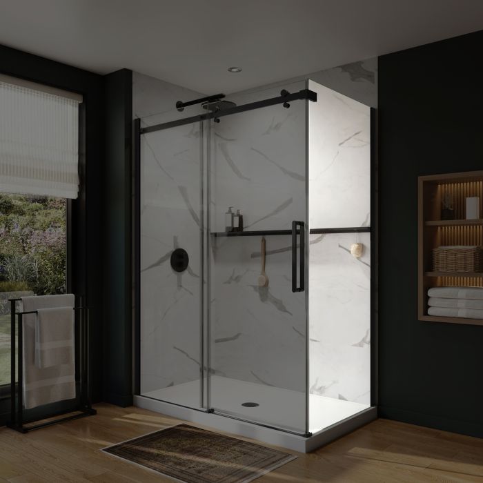 Panneau de retour pour base Axion 36 po, avec verre clair et fini noir mat