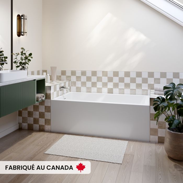 Beaumont 3260 BJI AFR Baignoire blanche alcôve en acrylique avec drain à gauche