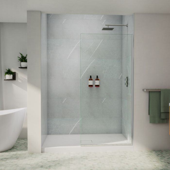Douche Reka Écran de 34 x 72 po, 10 mm pour installation en alcôve avec verre clair et fini chrome