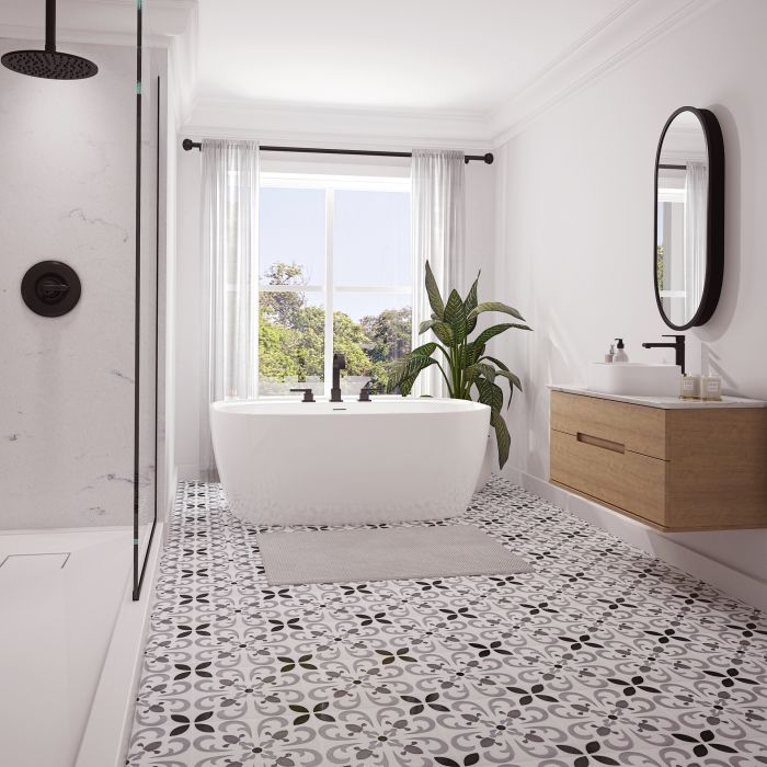 Baignoire autoportante Alaro 5528 blanche en acrylique avec drain central