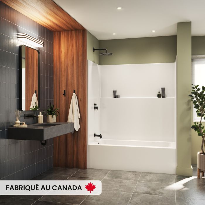 Baignoire-douche Galatea TS6030X AFR AcrylX™ Alcôve Drain à gauche monobloc en blanc