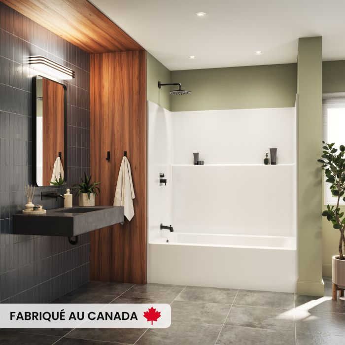 Baignoire-douche Galatea TS6036X AFR AcrylX™ Alcôve Drain à gauche une pièce en blanc