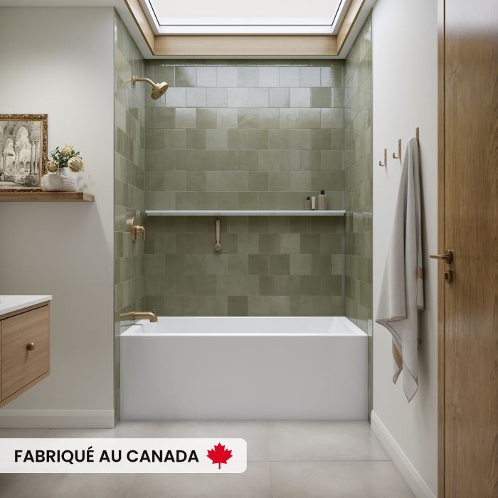 Clermont 3060 BJI AFR Baignoire blanche alcôve en acrylique avec drain à gauche
