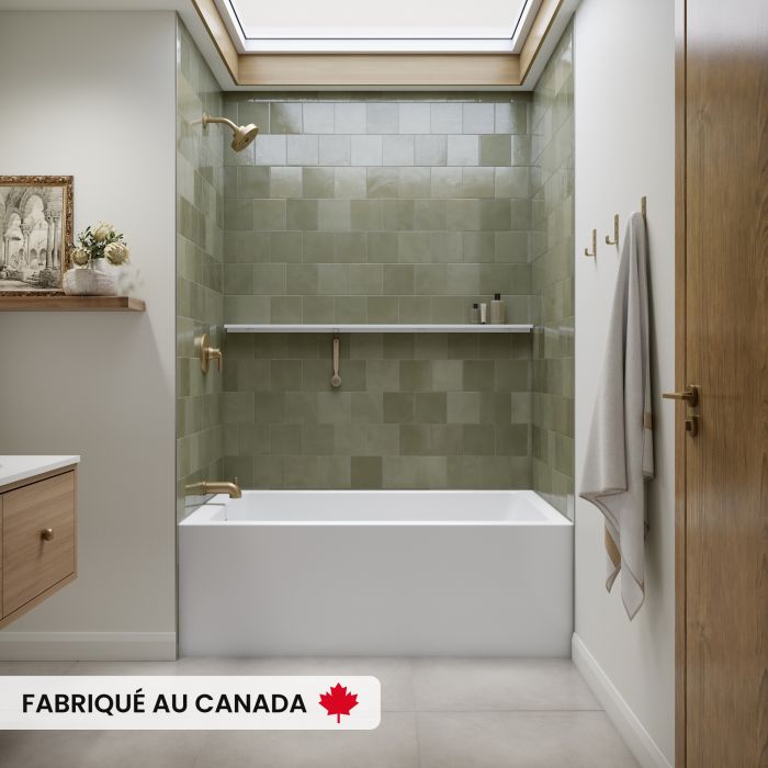 Clermont 3660 BJI AFR Baignoire blanche alcôve en acrylique avec drain à gauche