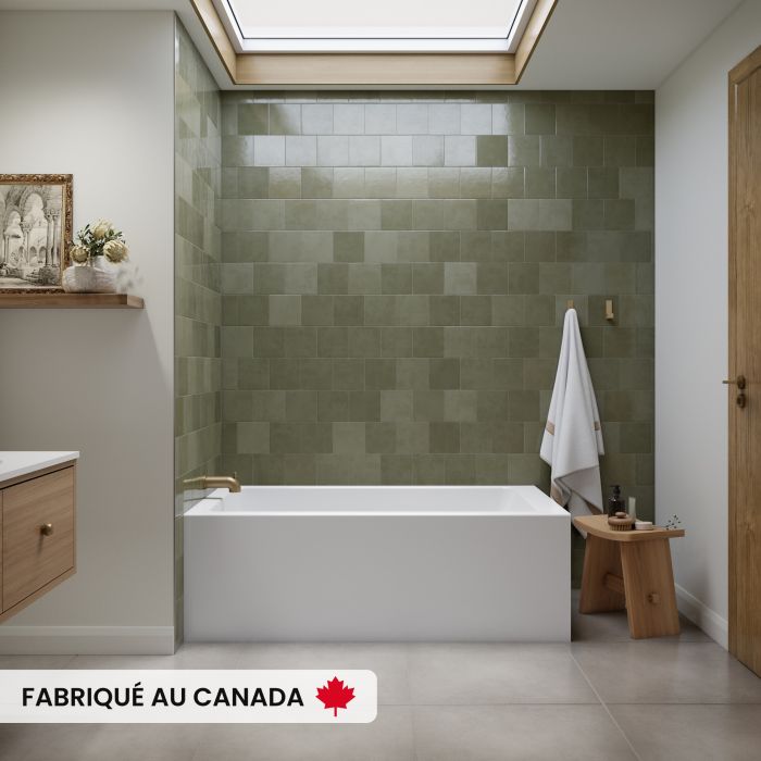 Clermont 3060 BJI AFR Baignoire blanche en coin gauche en acrylique avec drain à gauche