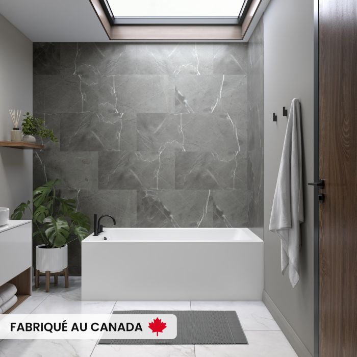 Pia 3260 BJI AFR Baignoire blanche en coin droit en acrylique avec drain à gauche et système Activ-Air