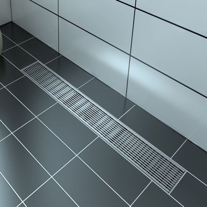 Grille linéaire en inox 60 po motif linéaire Drain linéaire inox