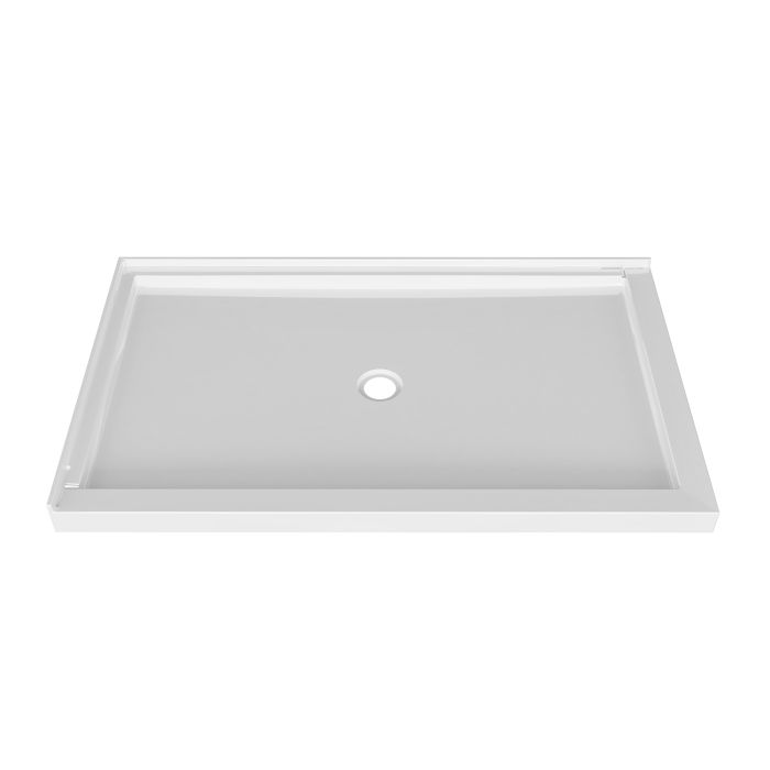 Base de douche Sans cache drain 42 x 36 po blanc lustré en coin mur à gauche en blanc lustré