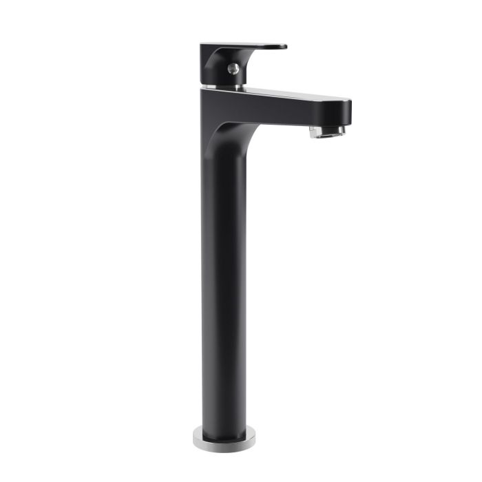 Grand robinet pour lavabo monotrou Kontour Noir et chrome
