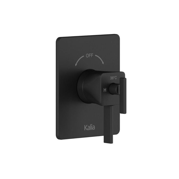 Valve coaxiale SquareOne 1/2 po de type Aquatonik avec sélecteur intégré 2 voies et finition carrée Noir mat