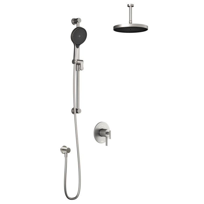 Plus - RoundOne TCD1 Ensemble de douche - Bras vertical - Nickel pur PVS