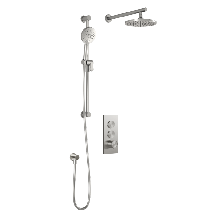 TB2 Ensemble de douche à boutons-poussoirs RoundOne 60 po Nickel pur PVS