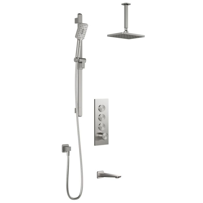 TB3 Ensemble de douche à boutons-poussoirs Moroka (sans valve) 60 po Nickel pur PVS