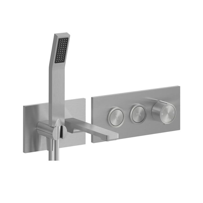 Robinet mural pour baignoire à boutons-poussoirs Kareo 1/2 po Nickel pur PVS
