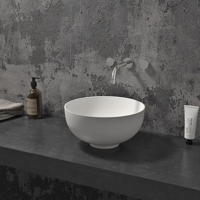 Lavabo bol haut Slik Portfolio 16 po en surface solide blanc mat
