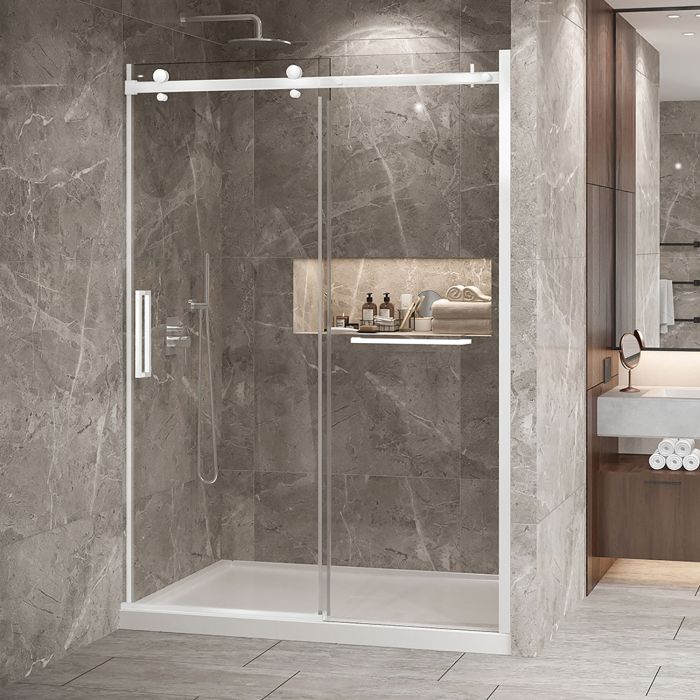 Porte de douche Bellini 2.0 60 po en alcôve blanc mat