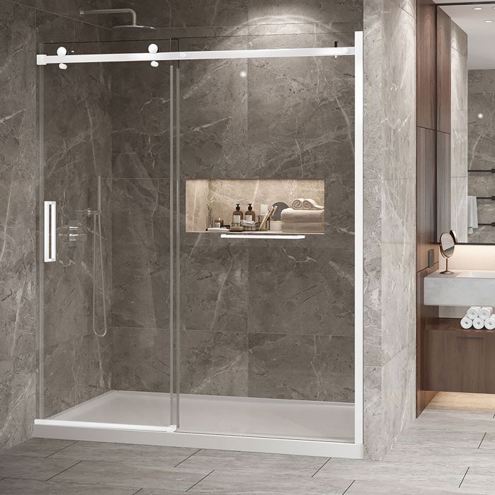 Porte de douche Bellini 2.0 72 po en alcôve blanc mat