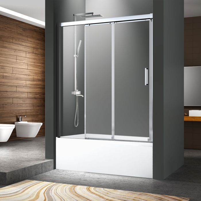 Porte de baignoire Caldara 60 po en alcôve Chrome